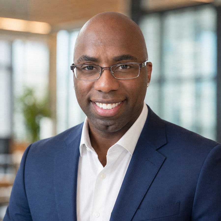 Kenneth Hawkins, Founder & Business Solutions Consultant of Kensolations LLC, in a blue suit jacket
