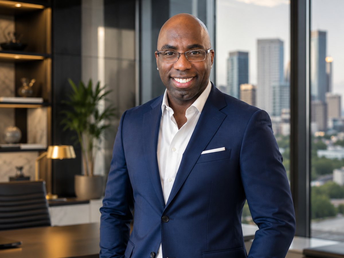 Kenneth Hawkins, Founder & Business Solutions Consultant of Kensolations LLC, standing in a Houston office